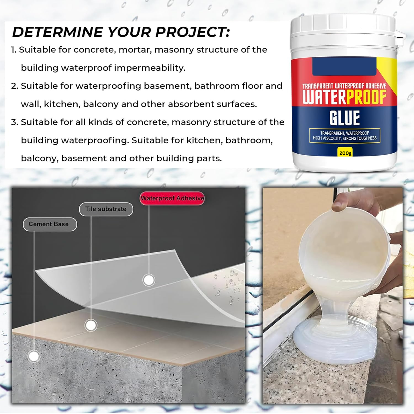 Buy 1 Get 1 FREE – Transparent Waterproof Glue + Free Brush!
